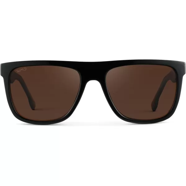 imageWMP Eyewear  Mens Bold FlatTop Square Sunglasses Polarized Lenses 100 UV Protection Lightweight ampamp DurableBlack  Brown Lens
