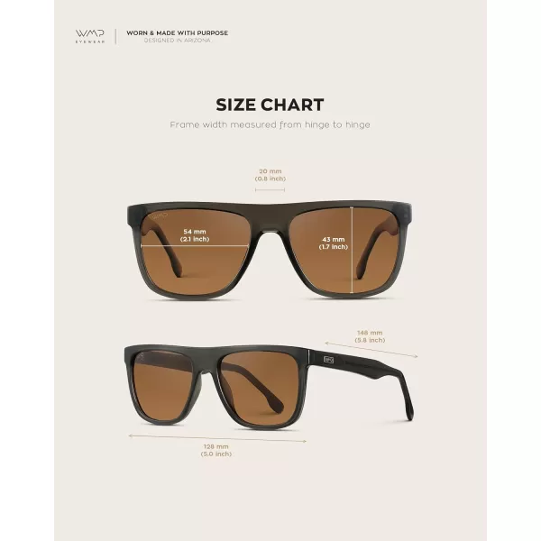 imageWMP Eyewear  Mens Bold FlatTop Square Sunglasses Polarized Lenses 100 UV Protection Lightweight ampamp DurableCrystal Carbon Grey  Terracotta Lens