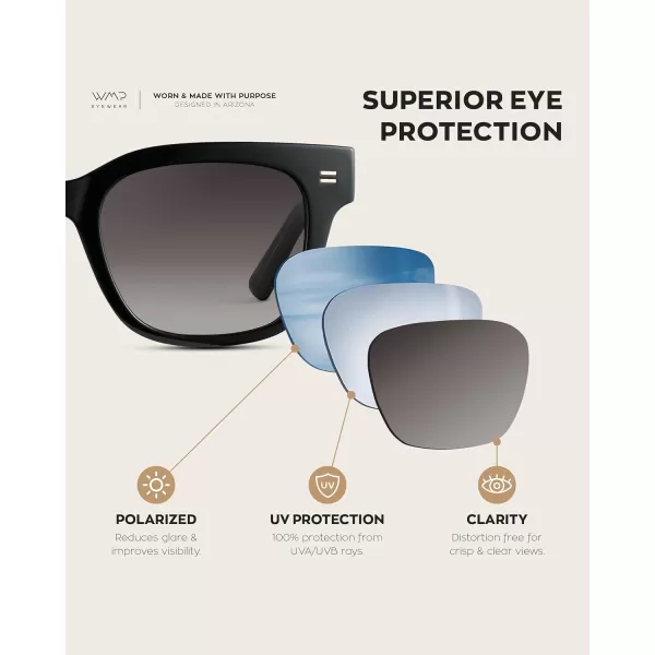 imageWMP Eyewear  Mens Classic Square Sunglasses Lightweight Acetate Frame with Polarized Lenses 100 UV ProtectionBlack  Gradient Black Lens