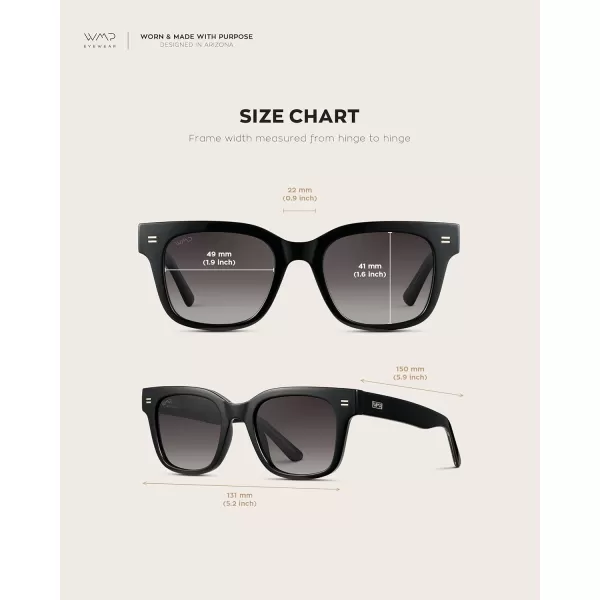 imageWMP Eyewear  Mens Classic Square Sunglasses Lightweight Acetate Frame with Polarized Lenses 100 UV ProtectionBlack  Gradient Black Lens