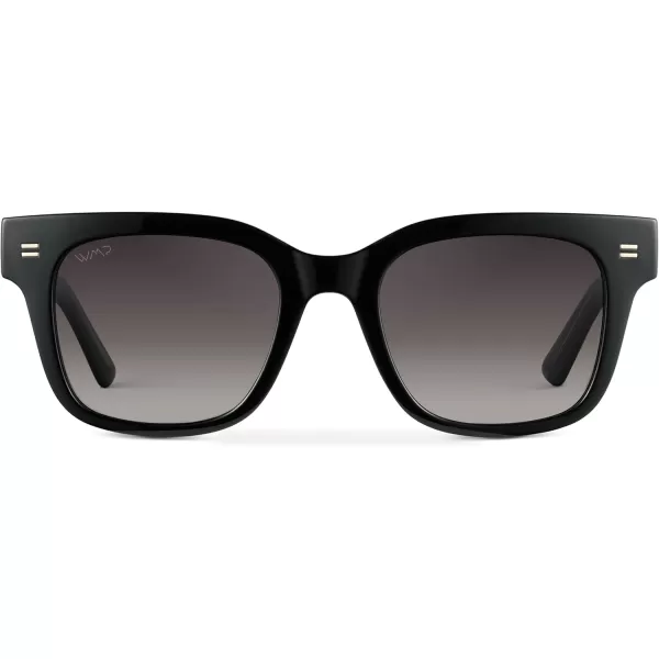 imageWMP Eyewear  Mens Classic Square Sunglasses Lightweight Acetate Frame with Polarized Lenses 100 UV ProtectionBlack  Gradient Black Lens