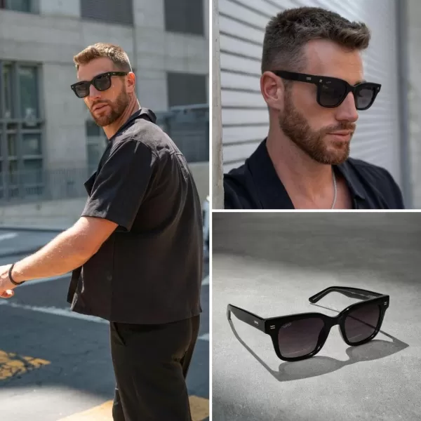 imageWMP Eyewear  Mens Classic Square Sunglasses Lightweight Acetate Frame with Polarized Lenses 100 UV ProtectionBlack  Gradient Black Lens