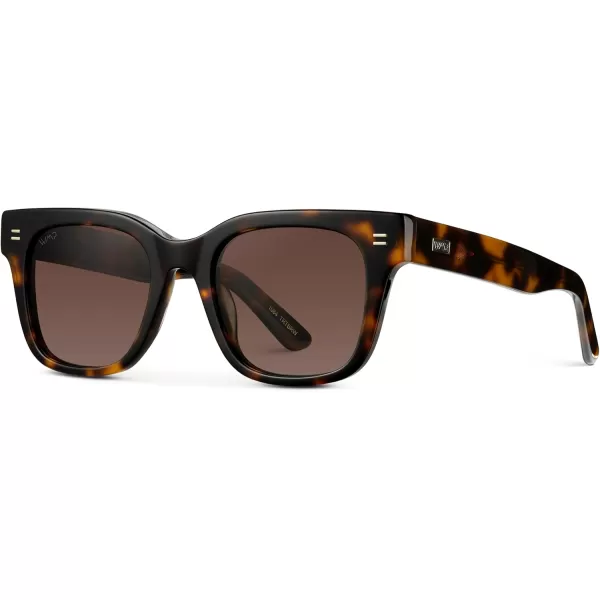 imageWMP Eyewear  Mens Classic Square Sunglasses Lightweight Acetate Frame with Polarized Lenses 100 UV ProtectionBrown Tortoise  Gradient Brown Lens