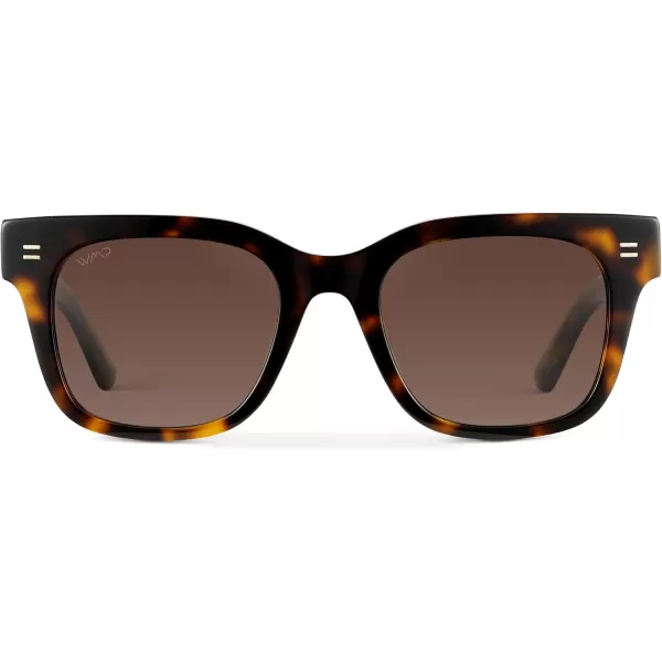 imageWMP Eyewear  Mens Classic Square Sunglasses Lightweight Acetate Frame with Polarized Lenses 100 UV ProtectionBrown Tortoise  Gradient Brown Lens