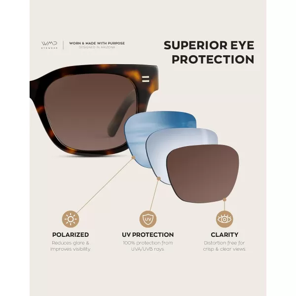 imageWMP Eyewear  Mens Classic Square Sunglasses Lightweight Acetate Frame with Polarized Lenses 100 UV ProtectionBrown Tortoise  Gradient Brown Lens