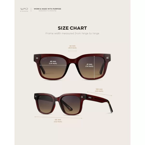 imageWMP Eyewear  Mens Classic Square Sunglasses Lightweight Acetate Frame with Polarized Lenses 100 UV ProtectionRed Garnet  Gradient Amber Lens