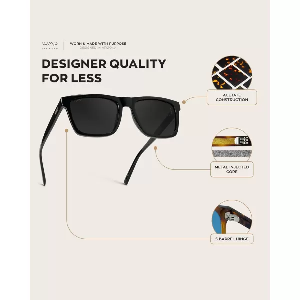 imageWMP Eyewear  Modern Square Sunglasses for Men Lightweight Acetate Polarized Lenses 100 UVAUVB Protection