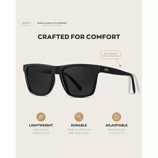 imageWMP Eyewear  Modern Square Sunglasses for Men Lightweight Acetate Polarized Lenses 100 UVAUVB Protection