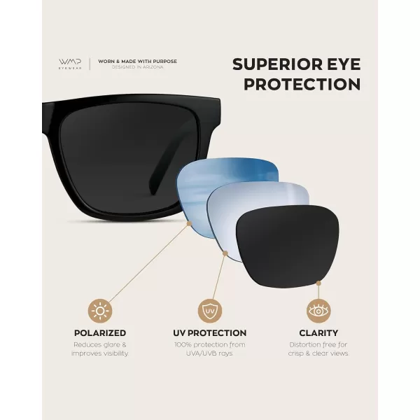 imageWMP Eyewear  Modern Square Sunglasses for Men Lightweight Acetate Polarized Lenses 100 UVAUVB Protection