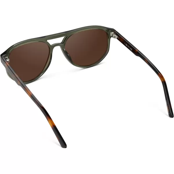imageWMP Eyewear  Unisex Polarized Aviator Sunglasses Modern Double Bridge AntiReflective Lenses Lightweight Acetate Frame