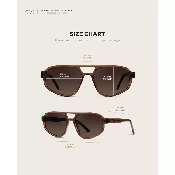 imageWMP Eyewear  Womens Retro Double Bridge Aviator Sunglasses with Polarized Lenses Lightweight Frame ampamp Full UV ProtectionCrystal Brown  Dark Beige Gradient Lens