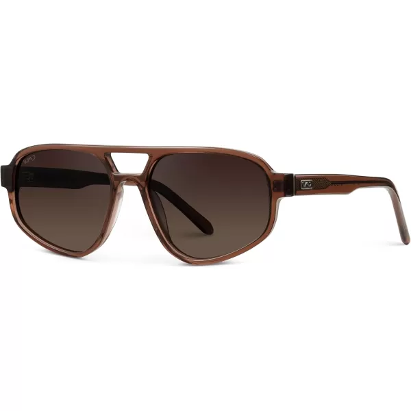 imageWMP Eyewear  Womens Retro Double Bridge Aviator Sunglasses with Polarized Lenses Lightweight Frame ampamp Full UV ProtectionCrystal Brown  Dark Beige Gradient Lens