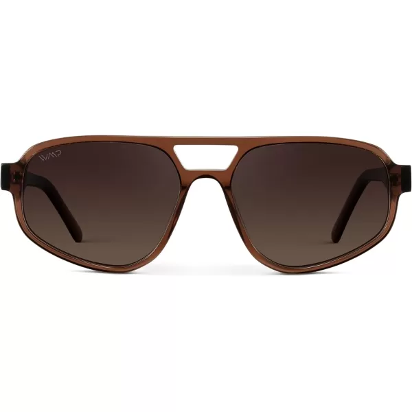 imageWMP Eyewear  Womens Retro Double Bridge Aviator Sunglasses with Polarized Lenses Lightweight Frame ampamp Full UV ProtectionCrystal Brown  Dark Beige Gradient Lens