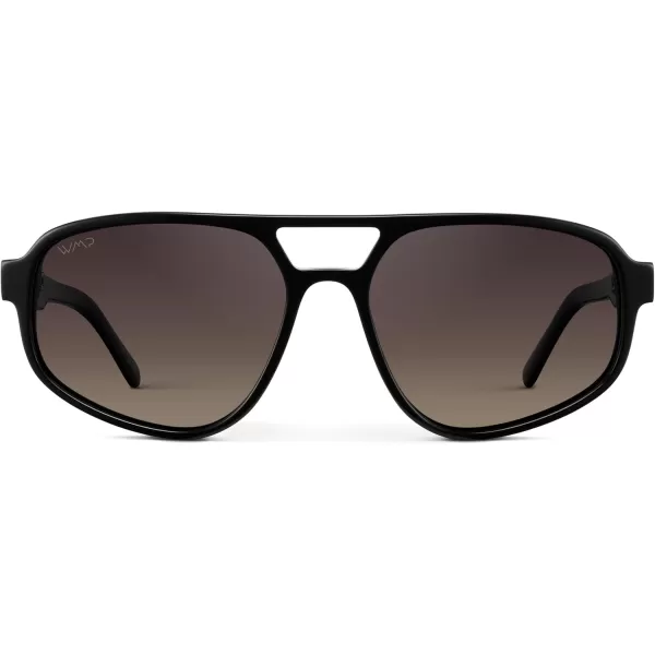 imageWMP Eyewear  Womens Retro Double Bridge Aviator Sunglasses with Polarized Lenses Lightweight Frame ampamp Full UV ProtectionGloss Black  Smoke Gradient Lens