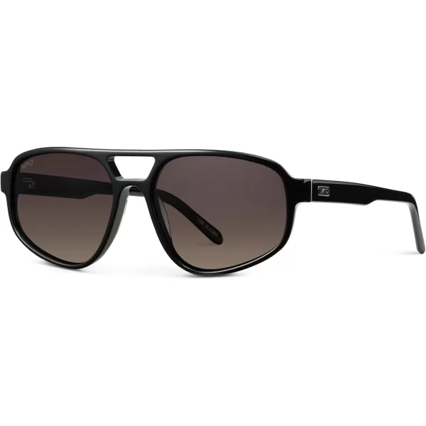 imageWMP Eyewear  Womens Retro Double Bridge Aviator Sunglasses with Polarized Lenses Lightweight Frame ampamp Full UV ProtectionGloss Black  Smoke Gradient Lens