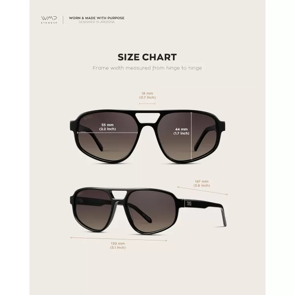 imageWMP Eyewear  Womens Retro Double Bridge Aviator Sunglasses with Polarized Lenses Lightweight Frame ampamp Full UV ProtectionGloss Black  Smoke Gradient Lens