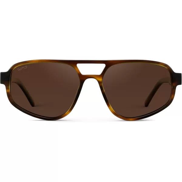 imageWMP Eyewear  Womens Retro Double Bridge Aviator Sunglasses with Polarized Lenses Lightweight Frame ampamp Full UV ProtectionGolden Brown Grain  Brown Lens