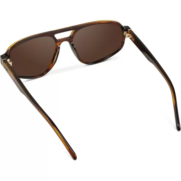 imageWMP Eyewear  Womens Retro Double Bridge Aviator Sunglasses with Polarized Lenses Lightweight Frame ampamp Full UV ProtectionGolden Brown Grain  Brown Lens