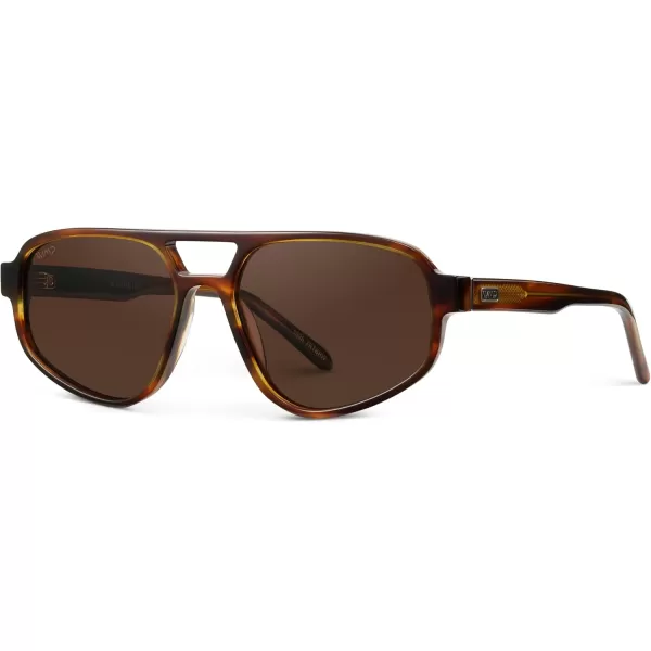 imageWMP Eyewear  Womens Retro Double Bridge Aviator Sunglasses with Polarized Lenses Lightweight Frame ampamp Full UV ProtectionGolden Brown Grain  Brown Lens