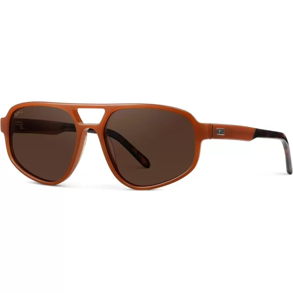 imageWMP Eyewear  Womens Retro Double Bridge Aviator Sunglasses with Polarized Lenses Lightweight Frame ampamp Full UV ProtectionMilky Rust Tortoise  Brown Lens