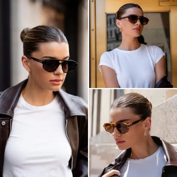 imageWMP Eyewear  Womens Retro Double Bridge Aviator Sunglasses with Polarized Lenses Lightweight Frame ampamp Full UV ProtectionMilky Rust Tortoise  Brown Lens
