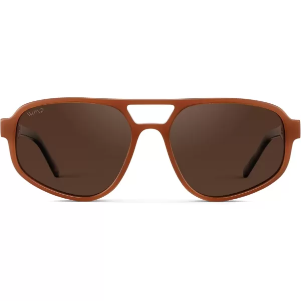 imageWMP Eyewear  Womens Retro Double Bridge Aviator Sunglasses with Polarized Lenses Lightweight Frame ampamp Full UV ProtectionMilky Rust Tortoise  Brown Lens