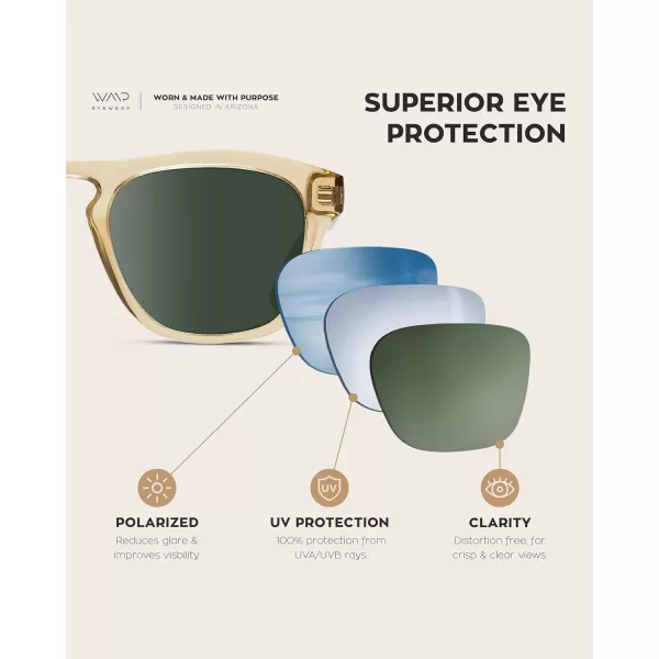 imageWearMe Pro Polarized Retro Large Rectangular Mens SunglassesCrystal Yellow Frame  Smoke Green Lens