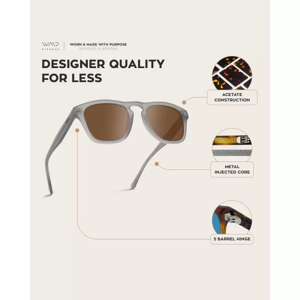 imageWearMe Pro Polarized Retro Large Rectangular Mens SunglassesGrey Moon Frame  Brown Lens