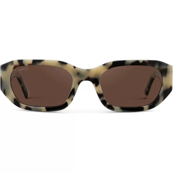 imageWearMe Pro WMP Eyewear  Womens Chunky Narrow Rectangular Sunglasses  Polarized Lightweight Acetate 100 UV ProtectionBeige Tort  Amber Lens