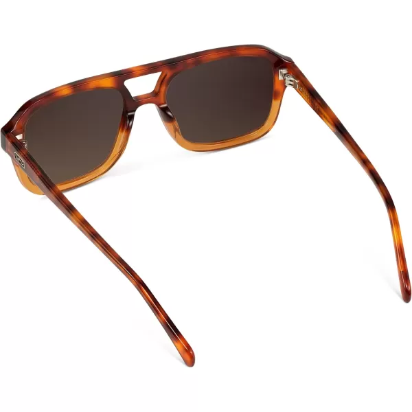 imageWearMe Pro WMP Eyewear  Womens Polarized Retro Square Aviator Sunglasses Double Bridge Oversized Frame UV ProtectionCrystal Sunset Tortoise  Dark Beige Gradient Lens