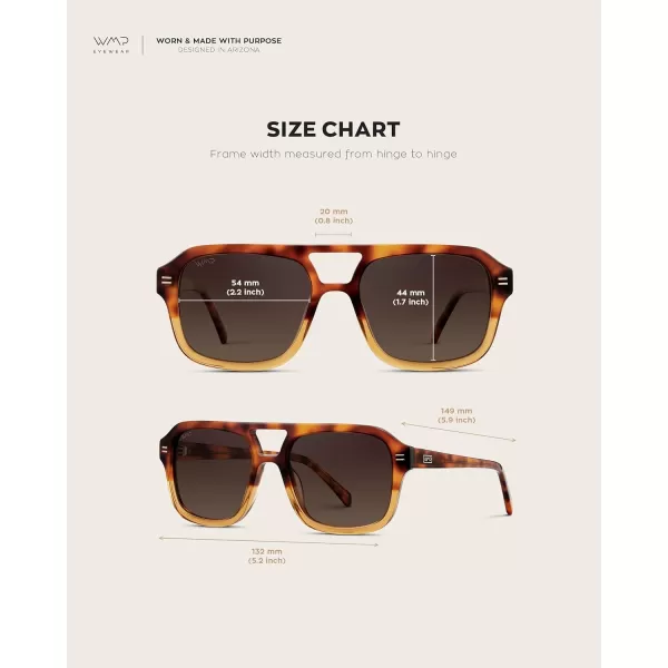 imageWearMe Pro WMP Eyewear  Womens Polarized Retro Square Aviator Sunglasses Double Bridge Oversized Frame UV ProtectionCrystal Sunset Tortoise  Dark Beige Gradient Lens