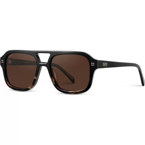 imageWearMe Pro WMP Eyewear  Womens Polarized Retro Square Aviator Sunglasses Double Bridge Oversized Frame UV ProtectionGloss Black Mineral  Brown Lens