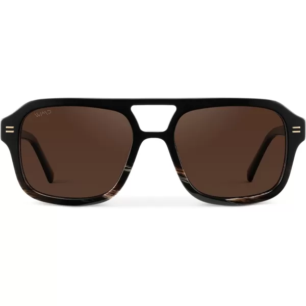 imageWearMe Pro WMP Eyewear  Womens Polarized Retro Square Aviator Sunglasses Double Bridge Oversized Frame UV ProtectionGloss Black Mineral  Brown Lens