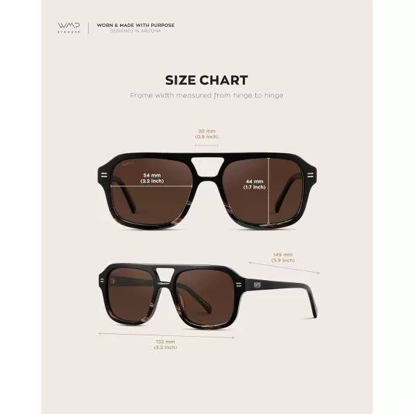 imageWearMe Pro WMP Eyewear  Womens Polarized Retro Square Aviator Sunglasses Double Bridge Oversized Frame UV ProtectionGloss Black Mineral  Brown Lens