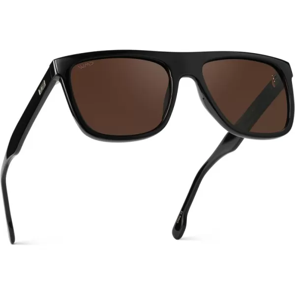 imageWMP Eyewear  Mens Bold FlatTop Square Sunglasses Polarized Lenses 100 UV Protection Lightweight ampamp DurableBlack  Brown Lens