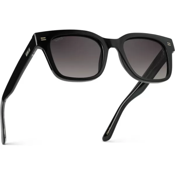 imageWMP Eyewear  Mens Classic Square Sunglasses Lightweight Acetate Frame with Polarized Lenses 100 UV ProtectionBlack  Gradient Black Lens