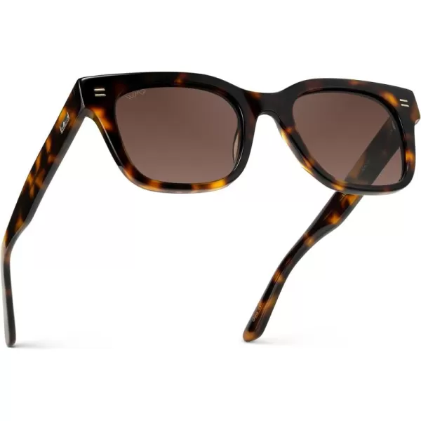 imageWMP Eyewear  Mens Classic Square Sunglasses Lightweight Acetate Frame with Polarized Lenses 100 UV ProtectionBrown Tortoise  Gradient Brown Lens