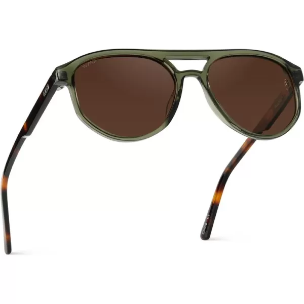 imageWMP Eyewear  Unisex Polarized Aviator Sunglasses Modern Double Bridge AntiReflective Lenses Lightweight Acetate Frame