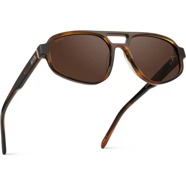 imageWMP Eyewear  Womens Retro Double Bridge Aviator Sunglasses with Polarized Lenses Lightweight Frame ampamp Full UV ProtectionGolden Brown Grain  Brown Lens