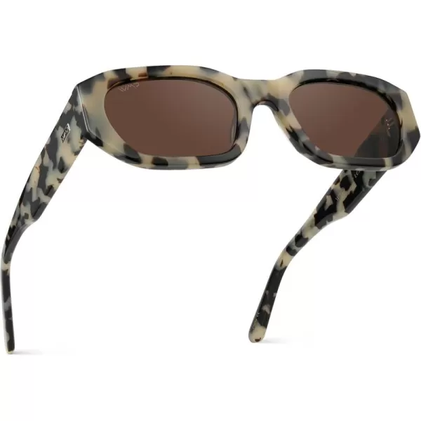 imageWearMe Pro WMP Eyewear  Womens Chunky Narrow Rectangular Sunglasses  Polarized Lightweight Acetate 100 UV ProtectionBeige Tort  Amber Lens