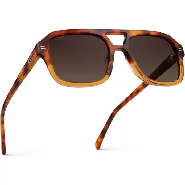 imageWearMe Pro WMP Eyewear  Womens Polarized Retro Square Aviator Sunglasses Double Bridge Oversized Frame UV ProtectionCrystal Sunset Tortoise  Dark Beige Gradient Lens