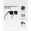 imageWMP Eyewear  Mens Polarized Modern Rounded Square SunglassesBlack Frame  Black Lens