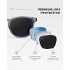 imageWMP Eyewear  Mens Polarized Modern Rounded Square SunglassesCrystal Cadet Grey Frame  Black Lens