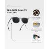 imageWMP Eyewear  Mens Polarized Modern Rounded Square SunglassesCrystal Cadet Grey Frame  Black Lens
