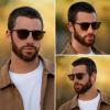 imageWMP Eyewear  Mens Polarized Modern Rounded Square SunglassesCrystal Stone Blue  Brown Lens