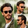 imageWMP Eyewear  Mens Polarized Modern Rounded Square SunglassesCrystal Verde  Triple Black Lens