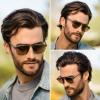 imageWearMe Pro Polarized Modern Aviator OneBridge Square Mens SunglassesCrystal Graphite Grey  Dark Beige Gradient Lens