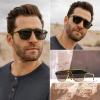 imageWearMe Pro Polarized Modern Aviator OneBridge Square Mens SunglassesEmerald Green  Black Lens