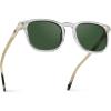 imageWMP Eyewear  Mens Polarized Modern Rounded Square SunglassesClear  Smoke Green Lens