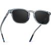 imageWMP Eyewear  Mens Polarized Modern Rounded Square SunglassesCrystal Cadet Grey Frame  Black Lens
